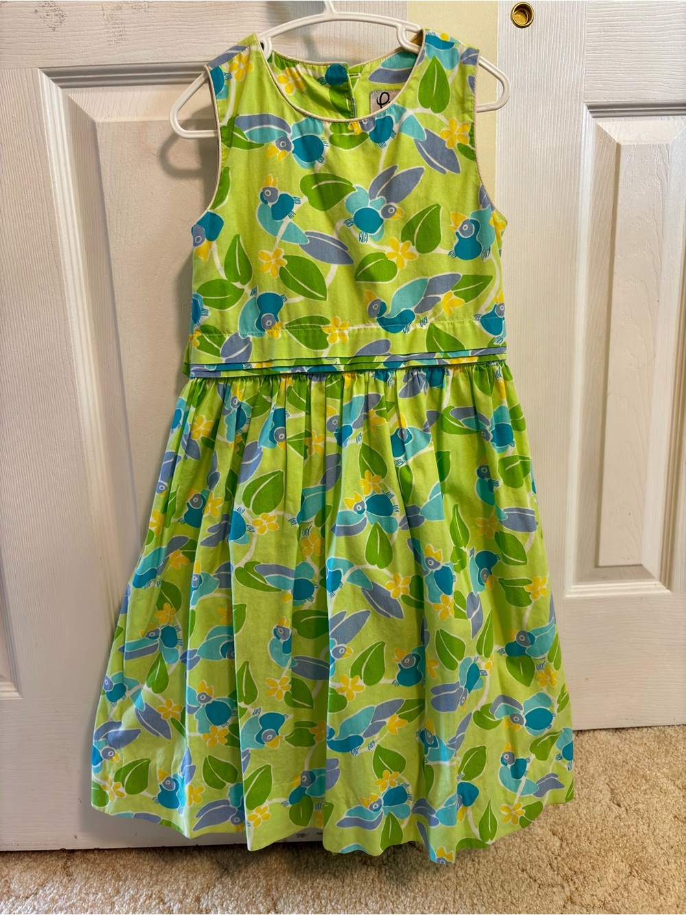 Lilly Pulitzer Lime Green Parrot Print Sleeveless Dress